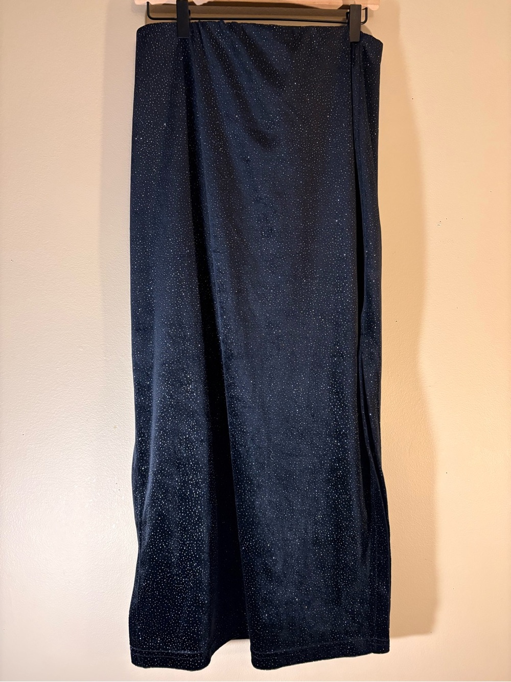 Vintage 90s grunge Black Maxi Skirt with Subtle Sparkle 2 side slits